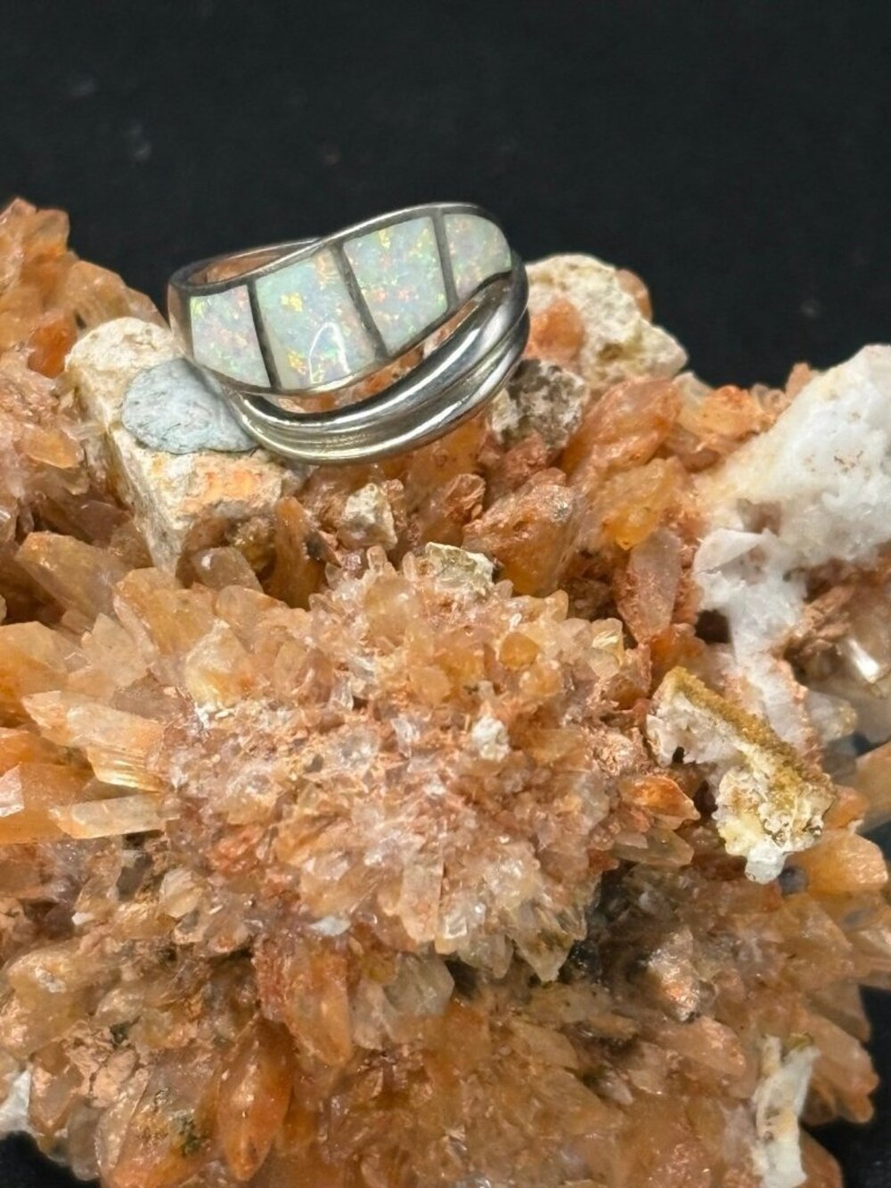 Sterling Silver Opal like Inlay Ring R204 - Picture 3 of 3
